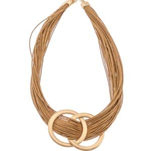 Tan Multi Strand Leather Necklace