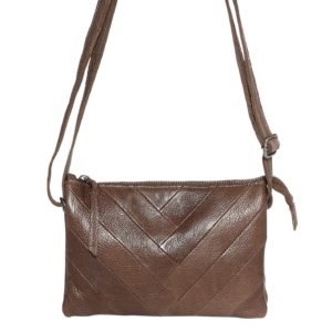 Leather Patchwork Crossbody bag _brown