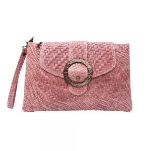 Braided Leather Italian Bag_Pink
