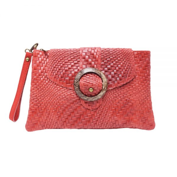 Braided Leather Italian Bag_Red