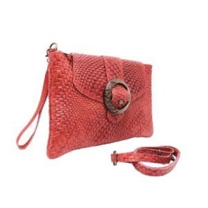 Braided Leather Italian Bag_Red1