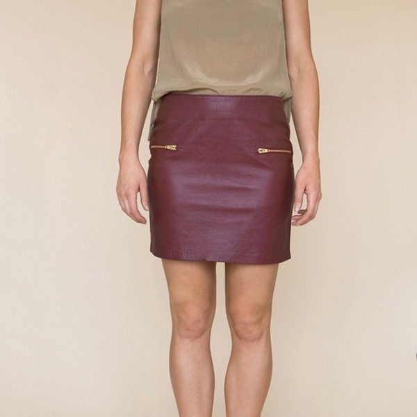 Am to Pm Leather Skirt_Maroon_1