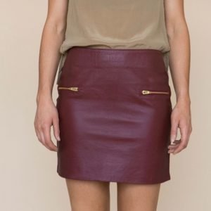 Am to Pm Leather Skirt_Maroon