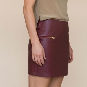 Am to Pm Leather Skirt_Maroon_side